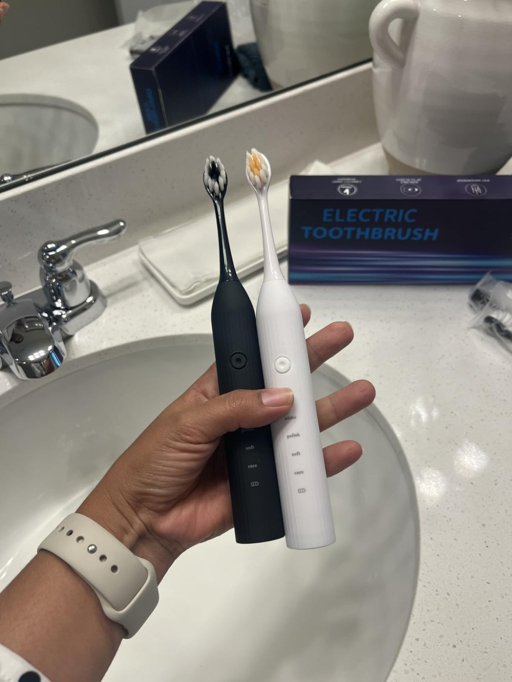 Electric Sonic Toothbrush 2 Pack with 12 Replacement Heads & 6 Modes