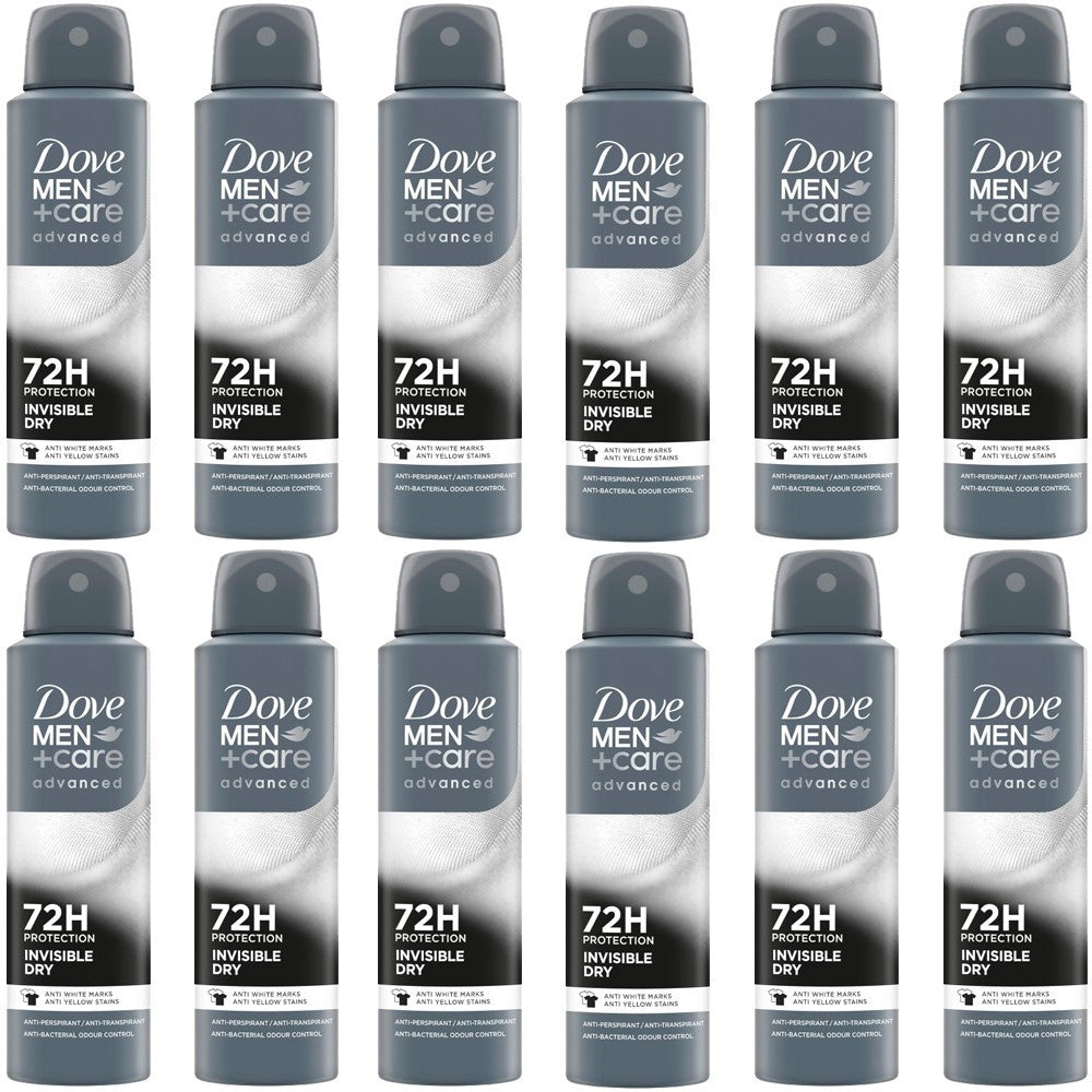 Men's Invisible Dry Antiperspirant Deodorant Spray 150ML Pack of 12