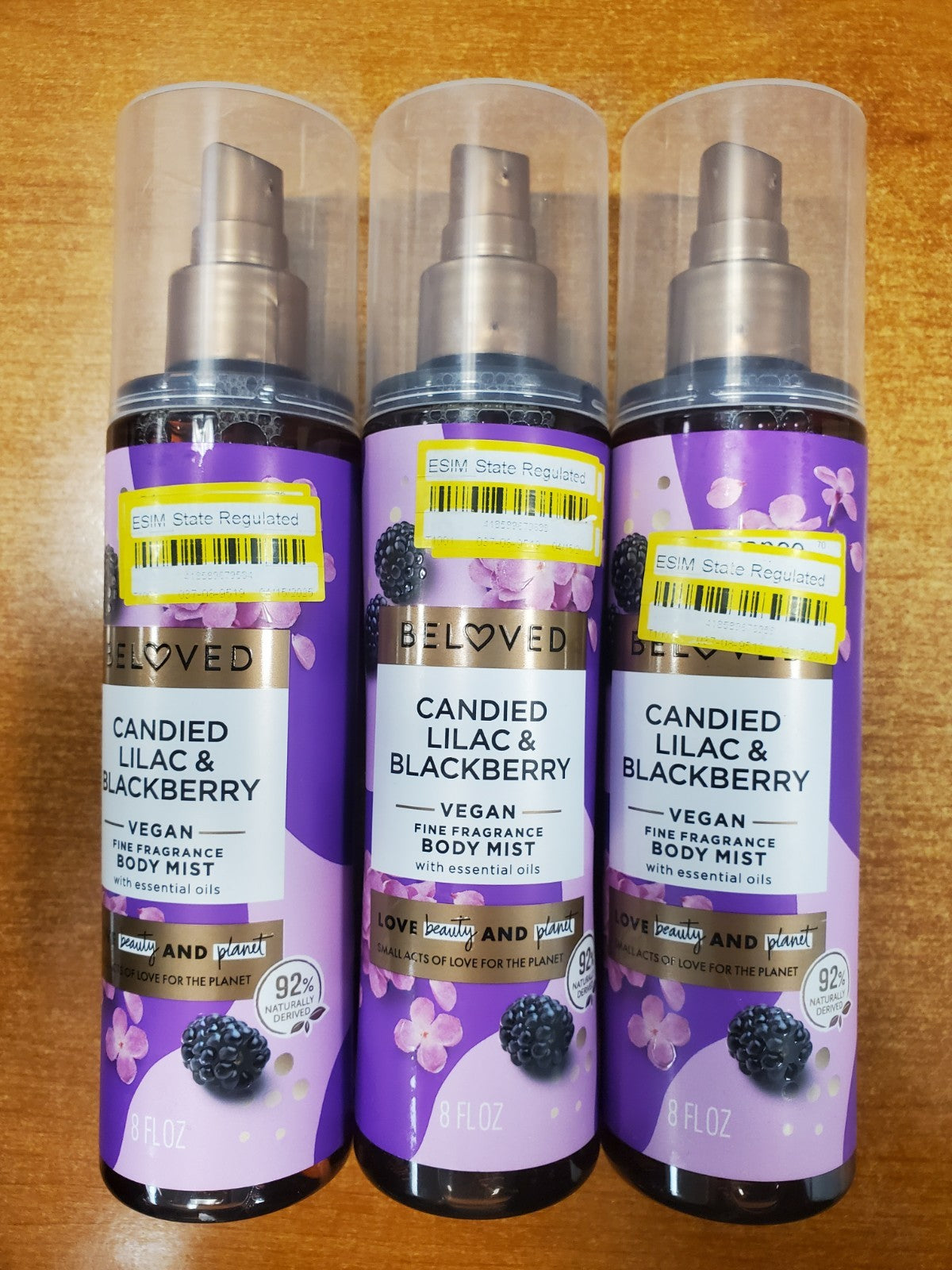 Vegan Body Mist Set - Candied Lilac & Blackberry Fragrance, 3 Pack 8oz