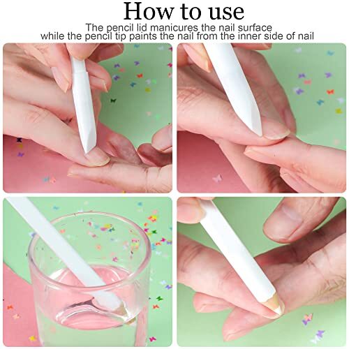 White Nail Pencil Set for French Manicure - 2 Pieces, Nail Whitening & Cuticle Pusher