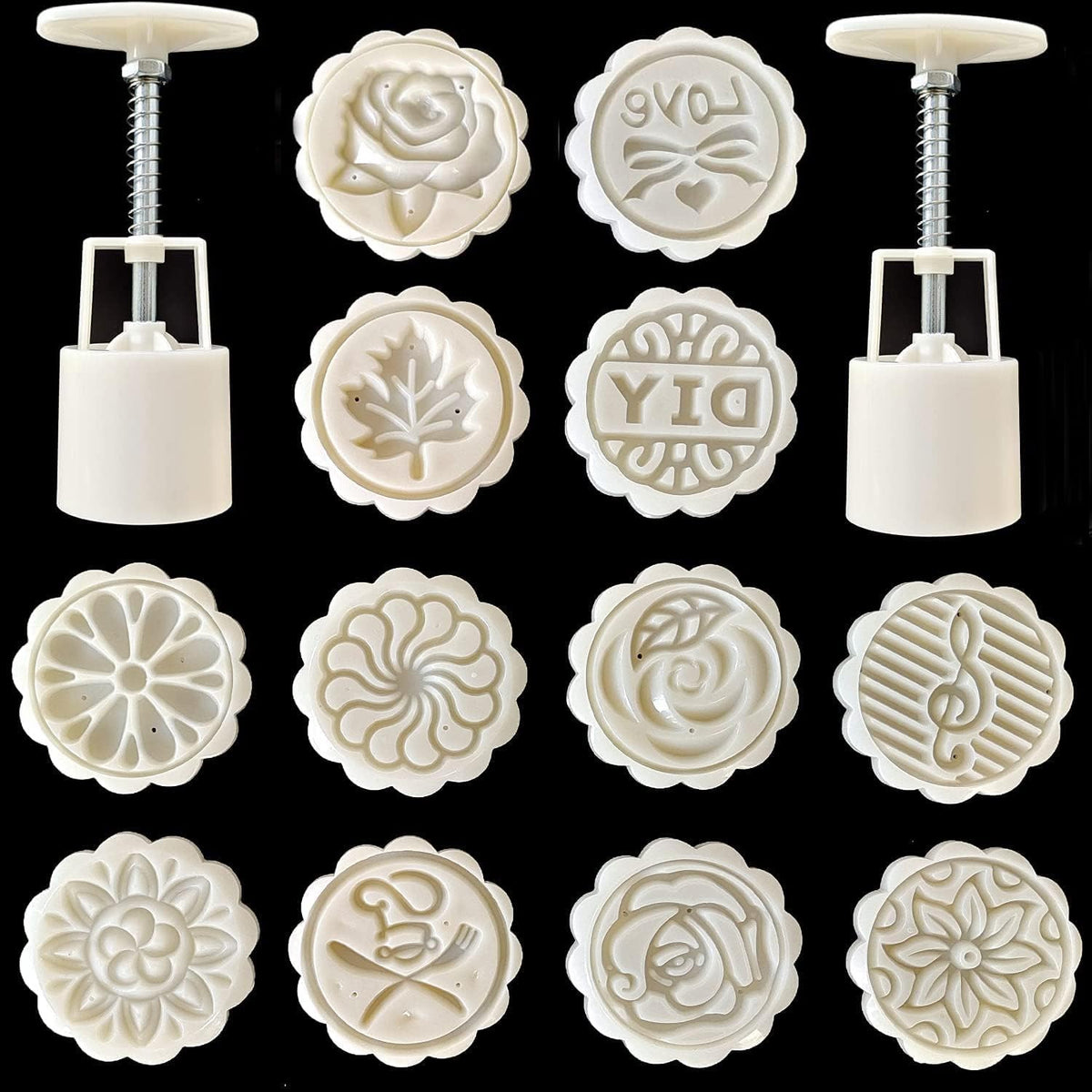 Bath Bomb Mold Set with 2 Presses & 12 Pattern Stamps for DIY Bath Bombs