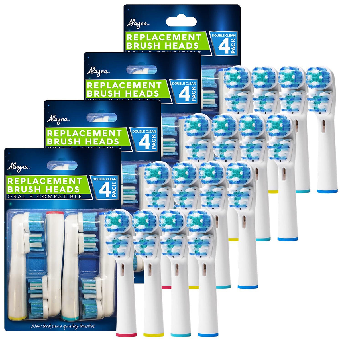 Replacement Electric Toothbrush Heads Pack of 16 Compatible with Oral-B Double Clean