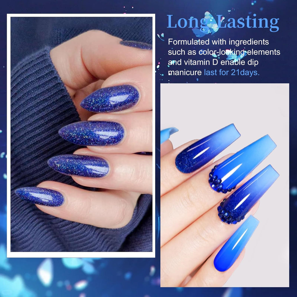 6 Colors Dip Powder Set for Nails - Glitter Glossy Nail Polish Alternative