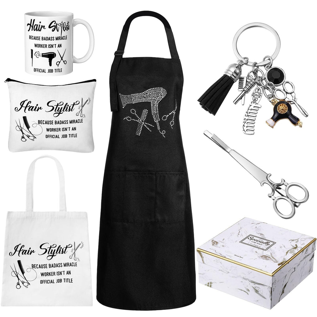 7-Piece Hairdresser Gift Set with Apron, Tote & Makeup Bag for Stylists