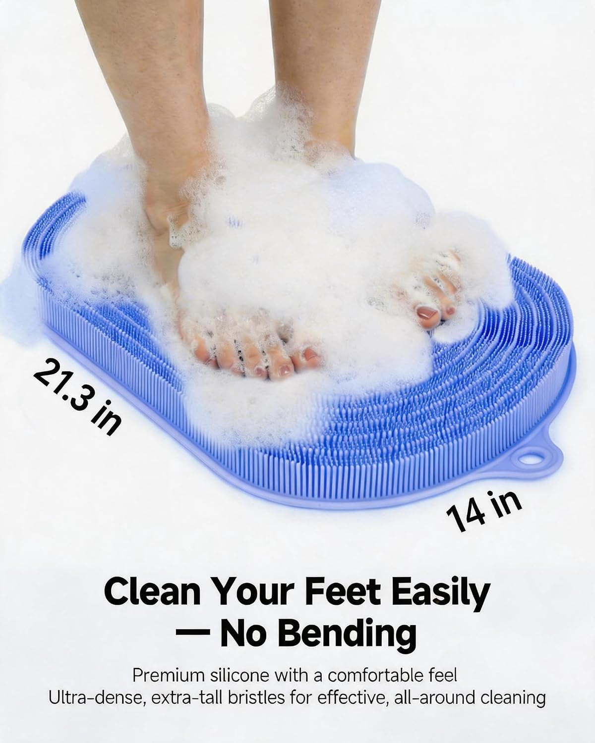 Extra Large Silicone Shower Foot Scrubber Mat with Suction Cups - Foot Cleaner & Massager