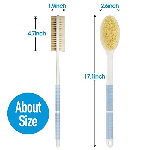 Long Handle Bath Brush with Anti-Slip Grip 17.1 Inch Back Scrubber Stiff & Soft Bristles