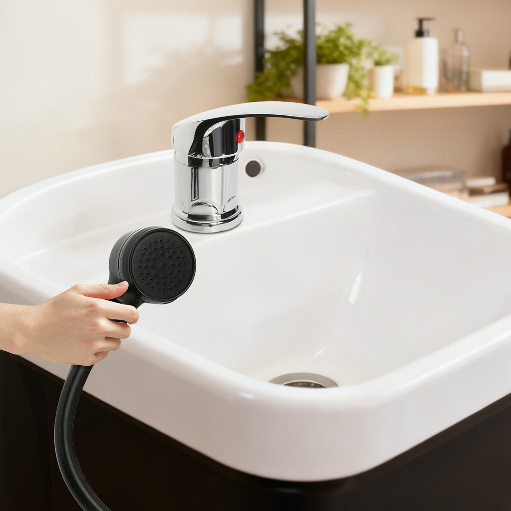 Salon Water Faucet Set with Hot & Cold Mixer, Shampoo Bowl & Sprayer