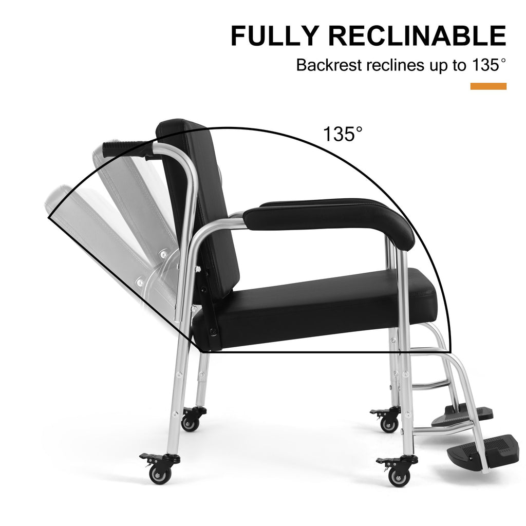 Portable Reclining Shampoo Chair with Wheels for Salon & Home Use - Black
