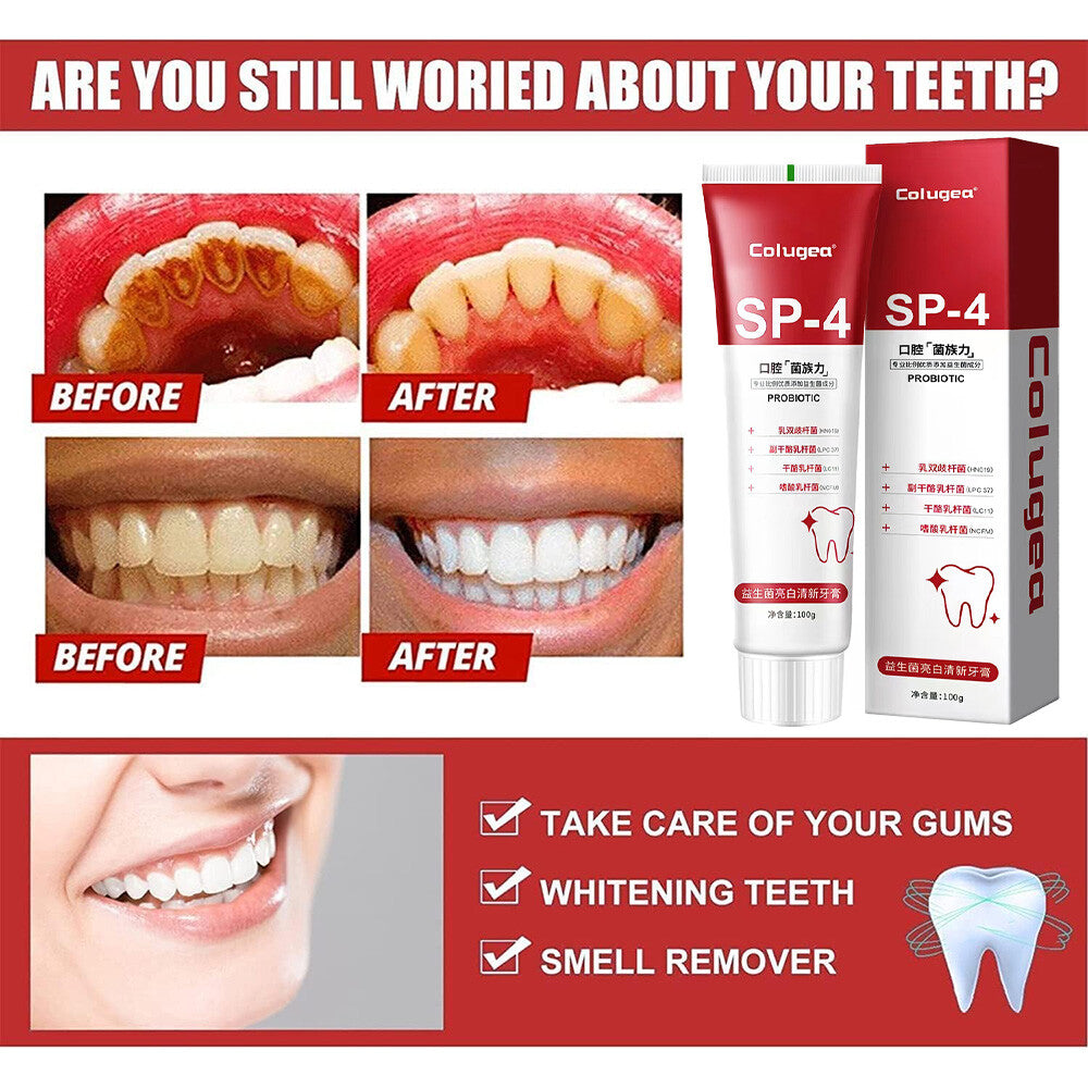 Probiotic Whitening Toothpaste for Bright, Healthy Smile - Removes Stains