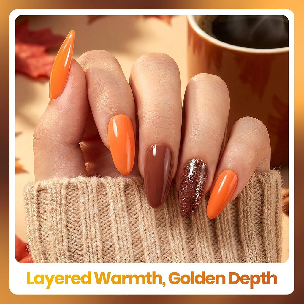 Fall Colors Gel Nail Polish Set - 6 Cozy Autumn Shades for DIY Manicure