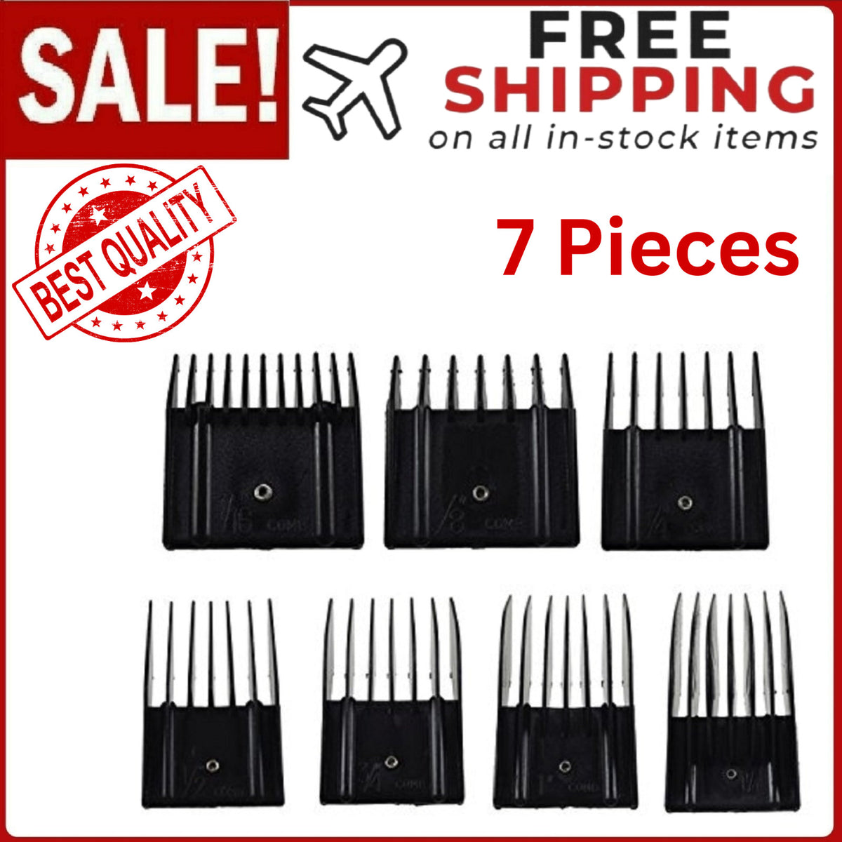 Universal Clipper Guide Comb Set for Oster, Wahl, Andis - 7 Sizes
