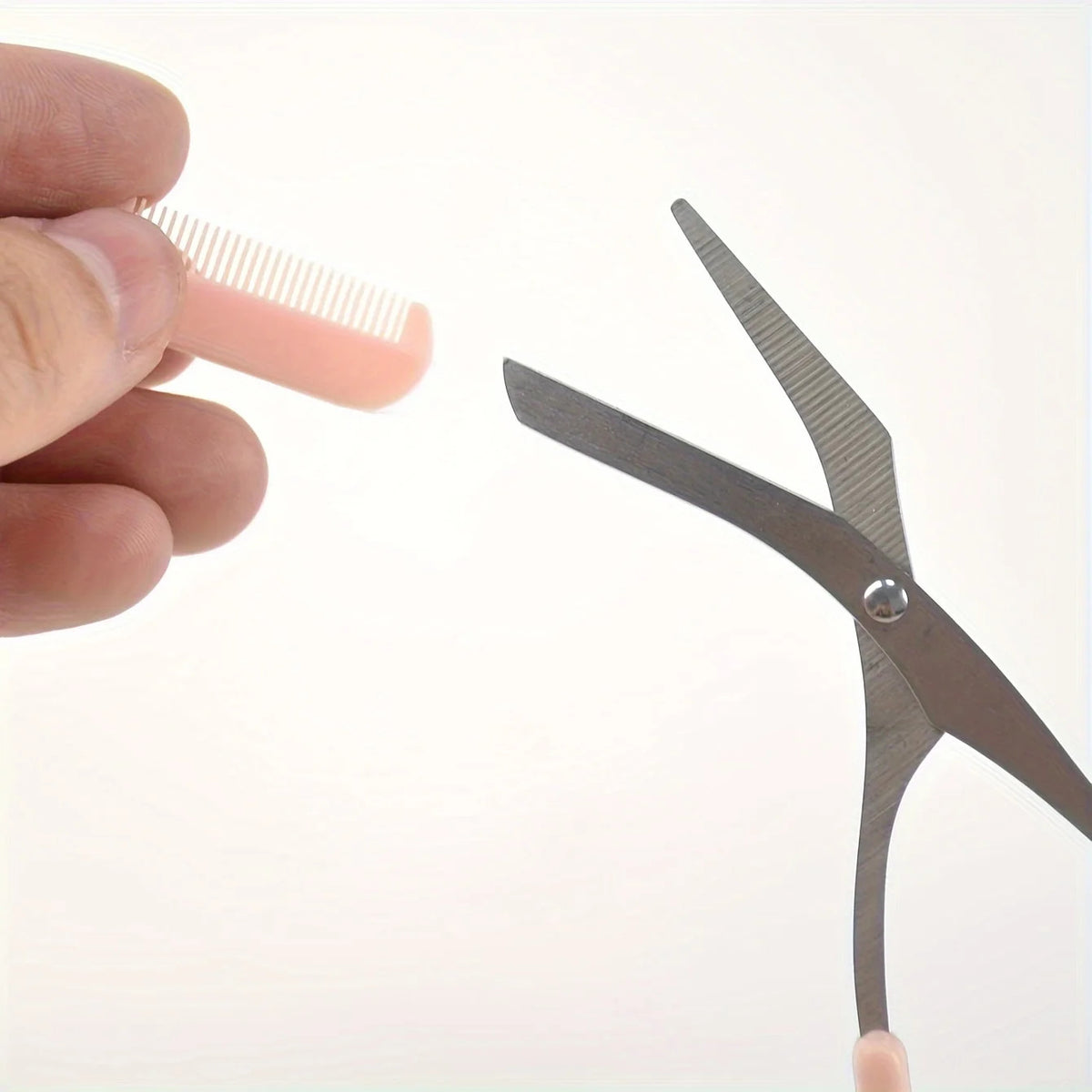 Eyebrow Trimming Scissors with Comb - Stainless Steel Grooming Tool