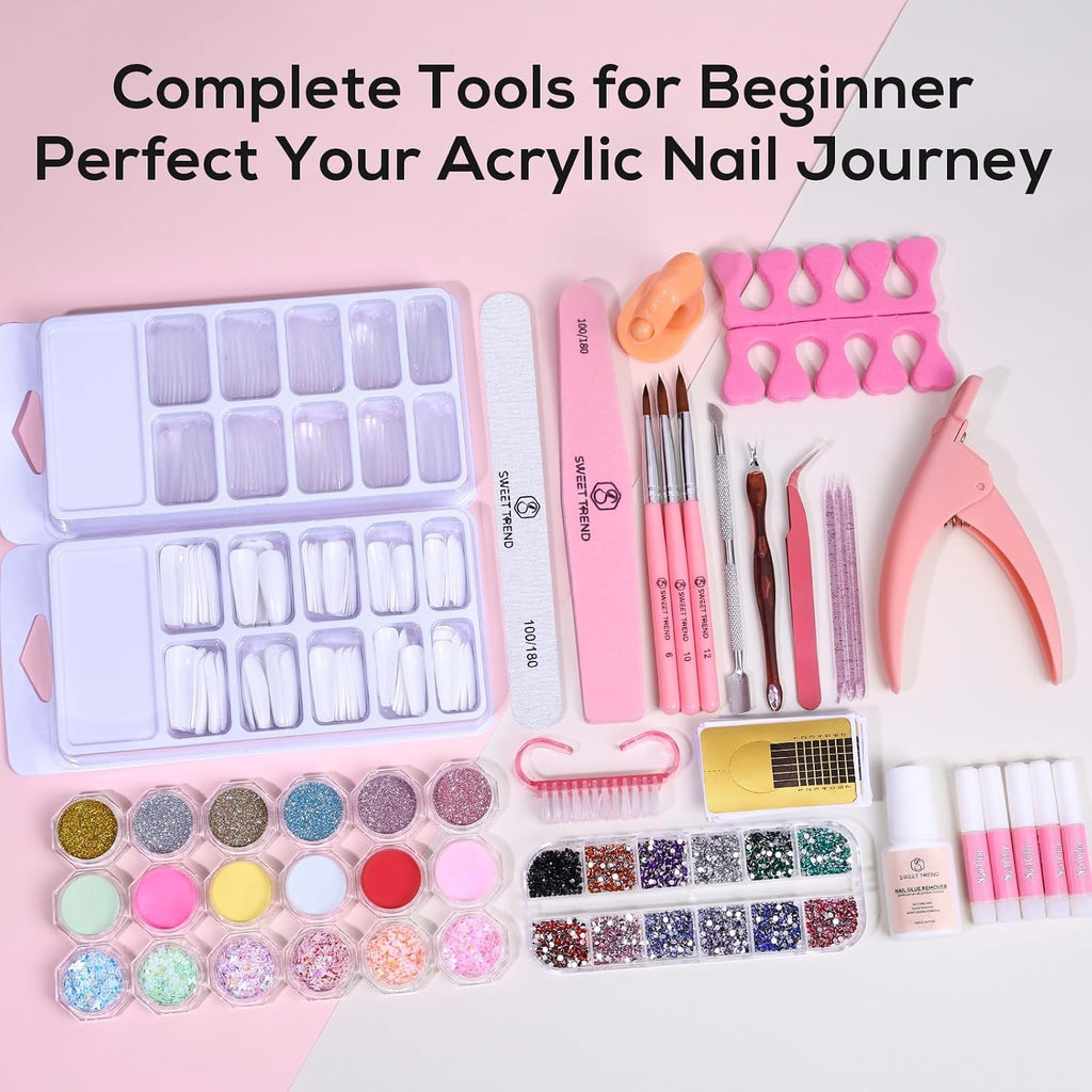 Professional Acrylic Nail Kit with UV Lamp & Tools for Beginners