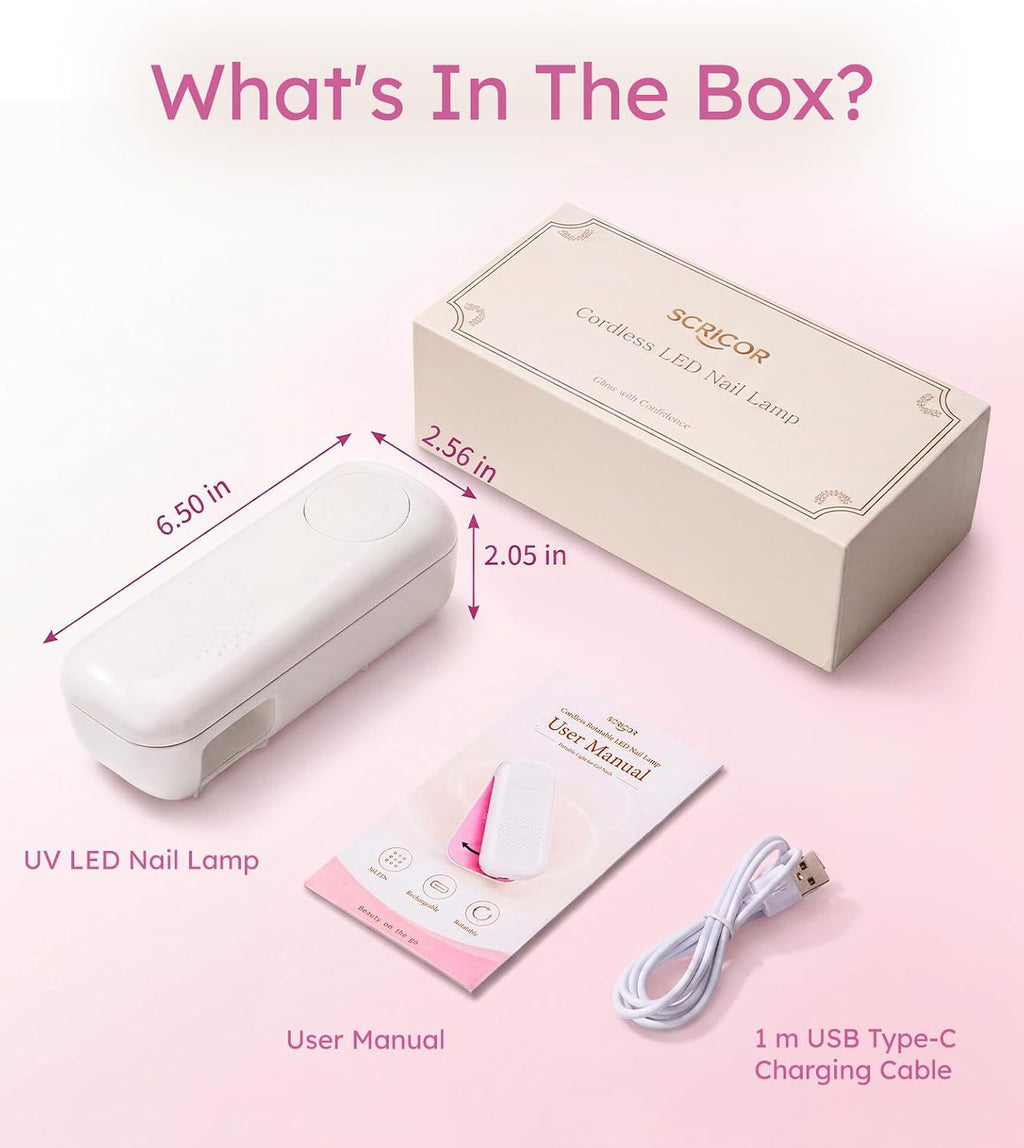 Cordless UV LED Nail Lamp with 36 Beads, Pink - Fast Curing for Gel Nails