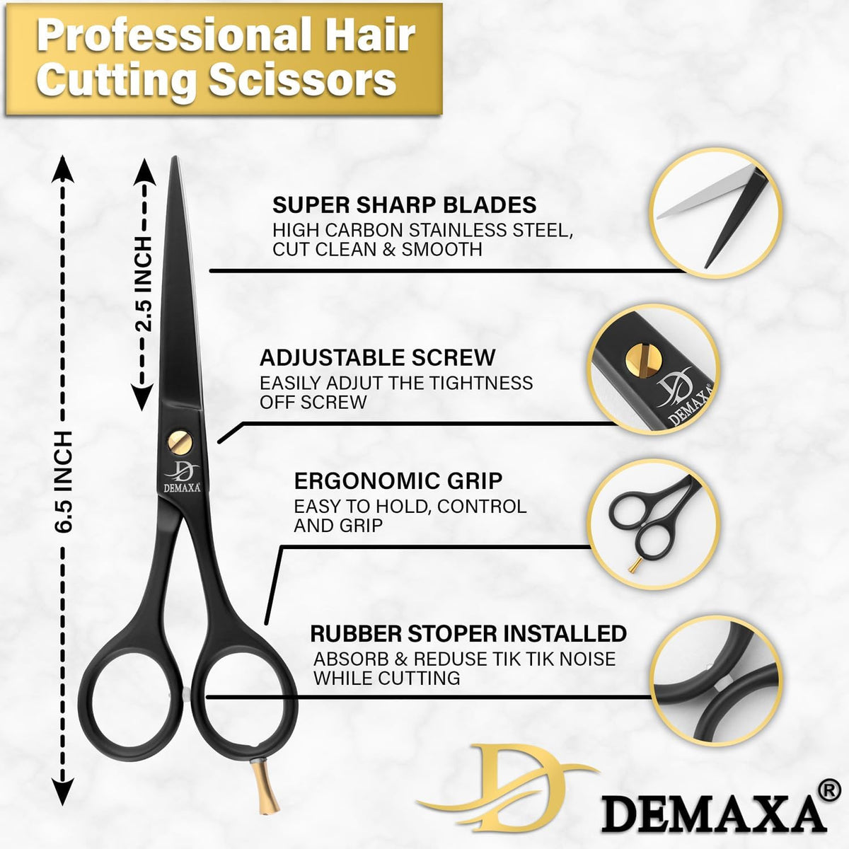 Professional 6.5 Inch Hair Scissors High Carbon Stainless Steel Barber Shears