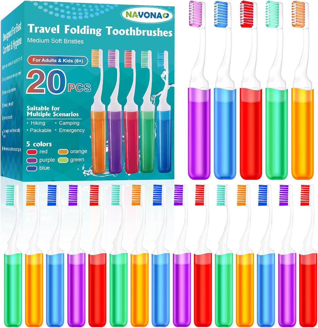 Travel Folding Toothbrush Set - 20 Medium Bristle Portable Hygiene Kits