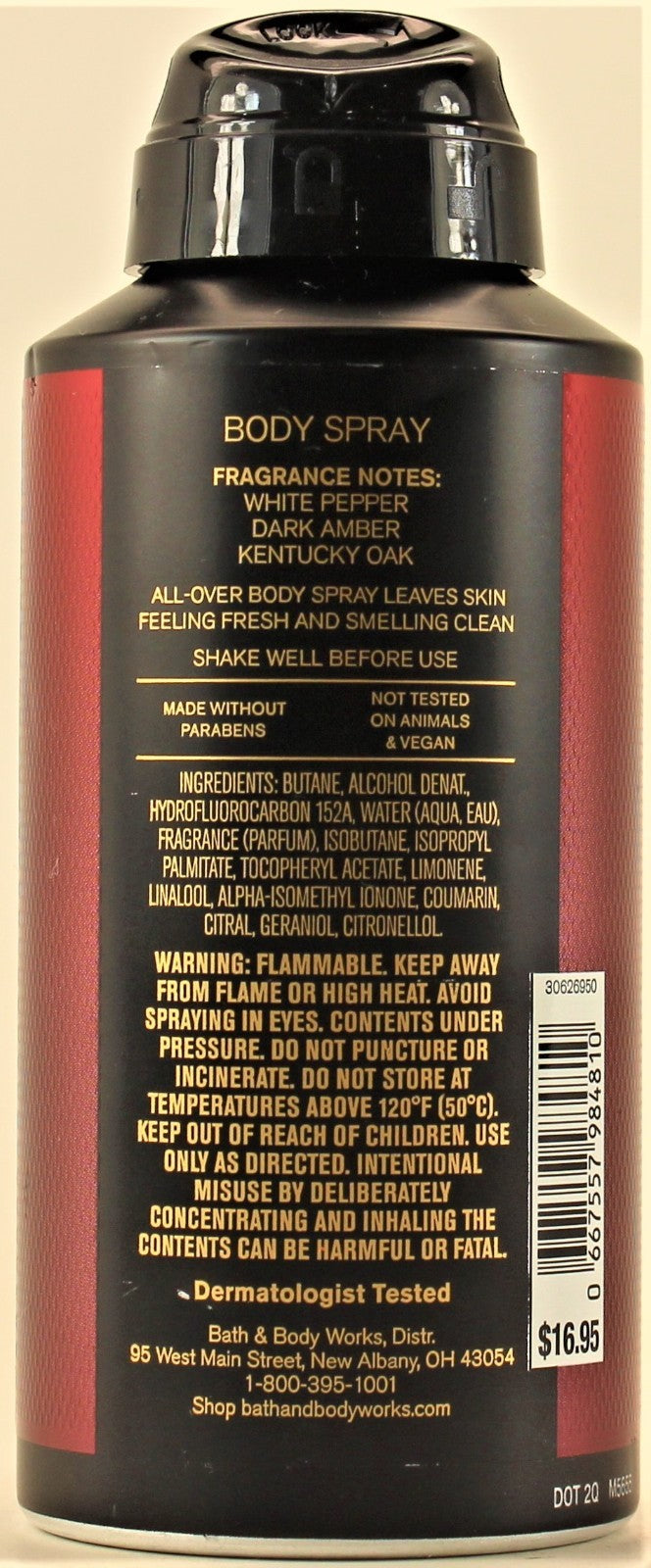 Men's Bourbon Body Spray Deodorant - Fresh & Long-Lasting 3.7oz - Pack of 6