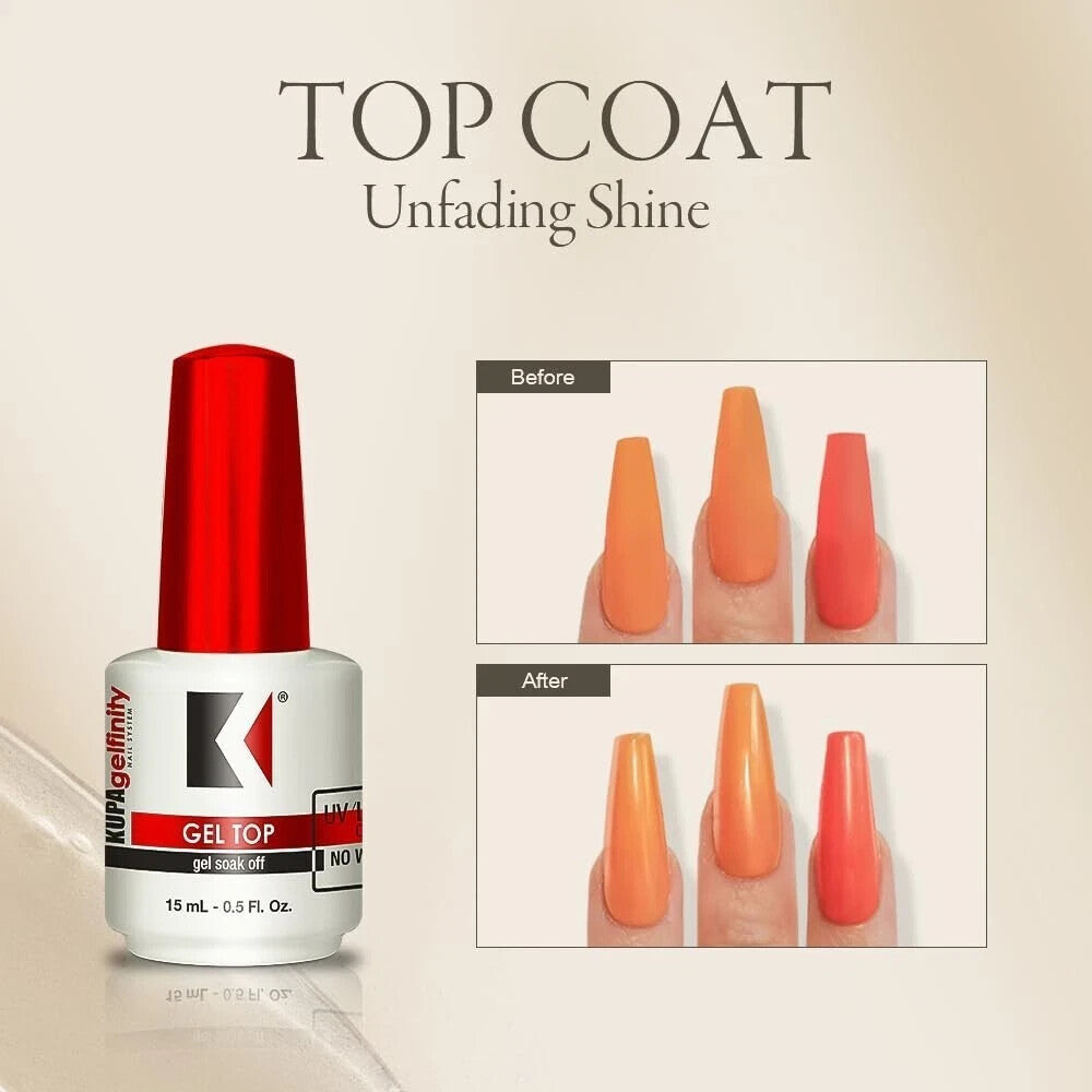 Kupa GelFinity No Wipe UV/LED Top Coat Set of 2 - Clear Soak Off Gel