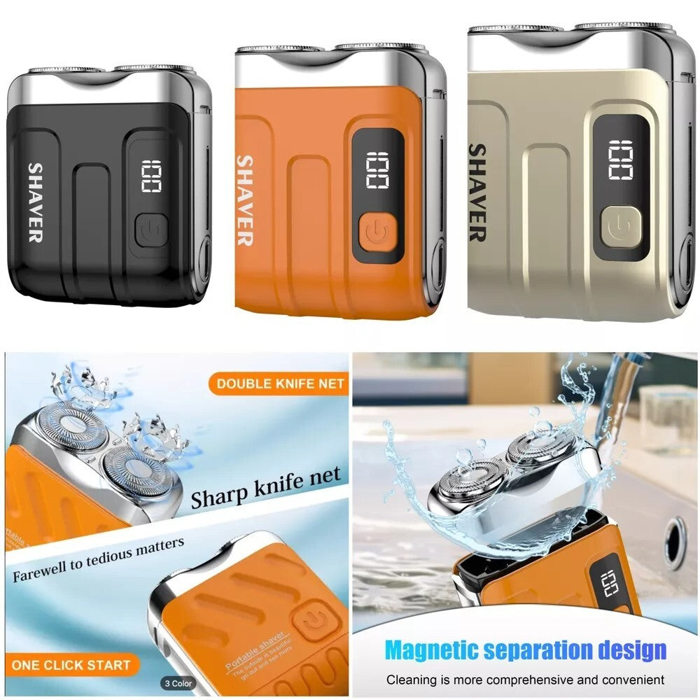 Men's Rechargeable Waterproof Mini Travel Rotary Electric Shaver