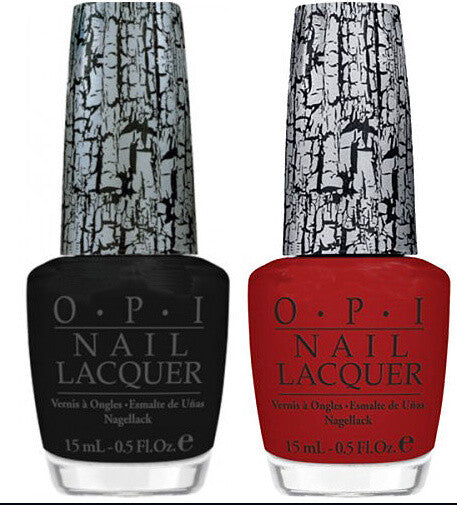 OPI Nail Lacquer Red and Black Shatter Set - 2 Full Size Bottles