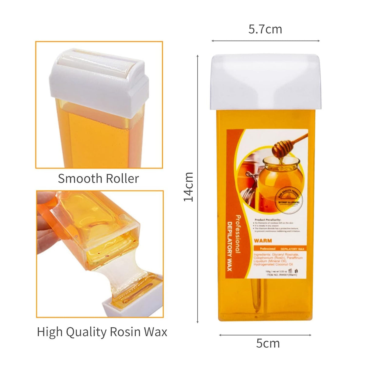 2pcs Honey Roll-On Wax Cartridges for Hair Removal - Easy & Gentle
