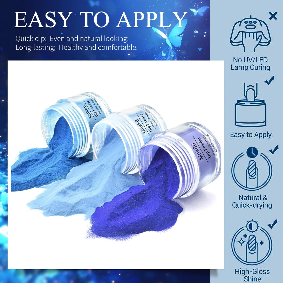 6 Colors Dip Powder Set for Nails - Glitter Glossy Nail Polish Alternative