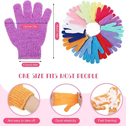 Exfoliating Bath Gloves - Double-Sided Scrub Mitts in 13 Colors, 100 Pcs