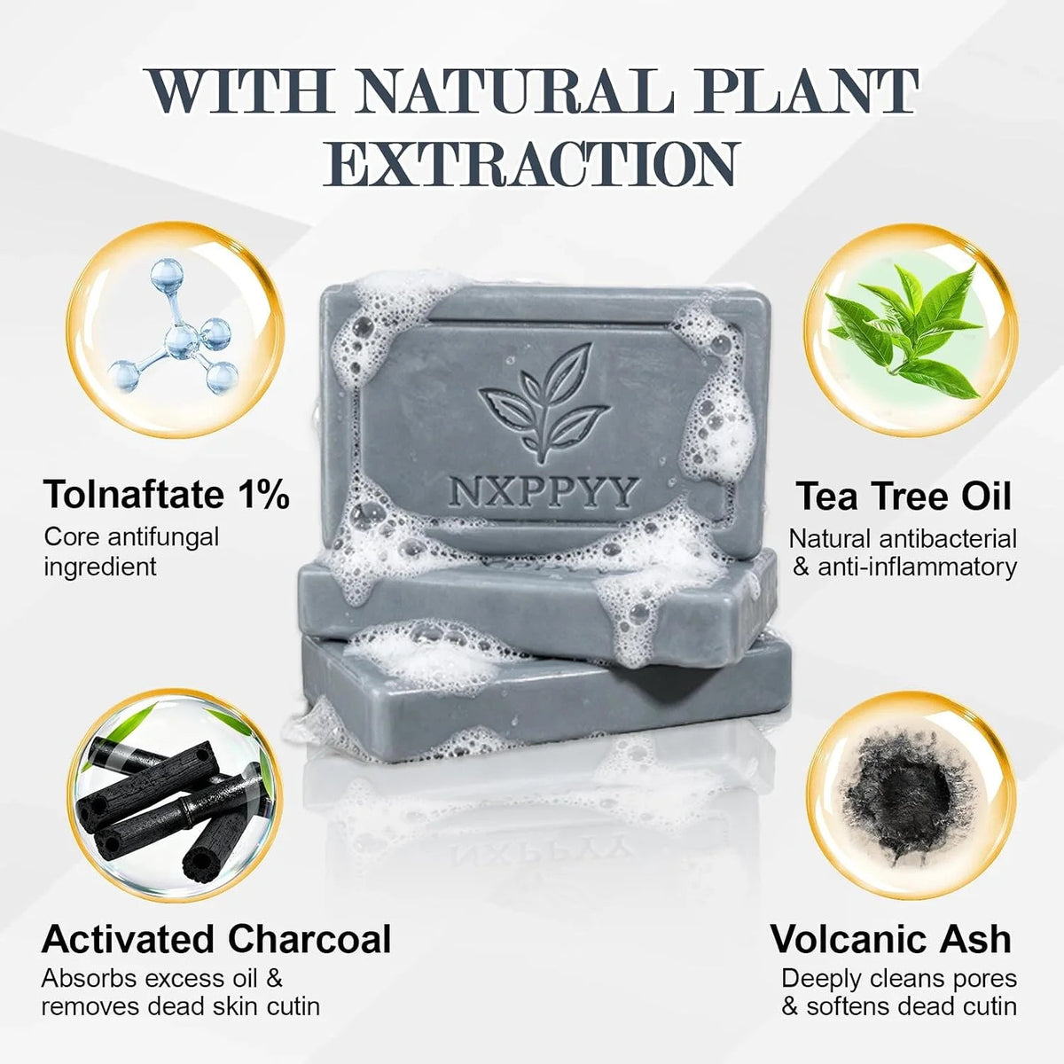Antifungal Body & Face Soap with Tea Tree & Eucalyptus – 3 Bars