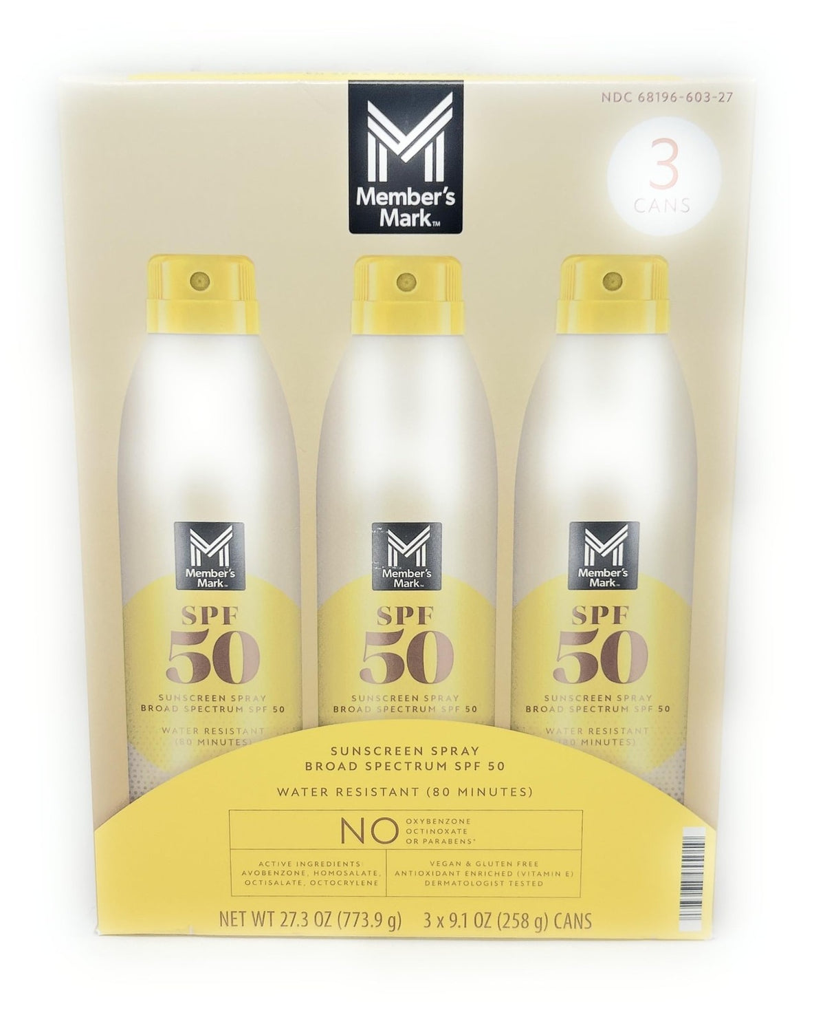 SPF 50 Sunscreen Spray Set - 3 Bottles, 9.1oz Each, Outdoor Skin Protection