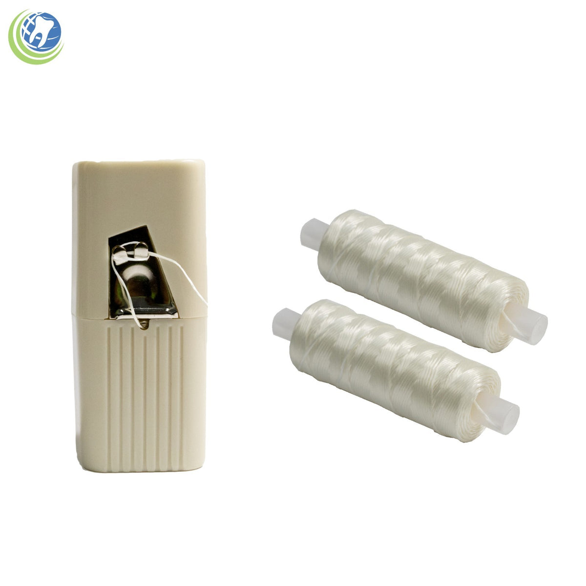 Dental Floss Dispenser with 2 Mint Waxed Floss Refills - 200 Yards