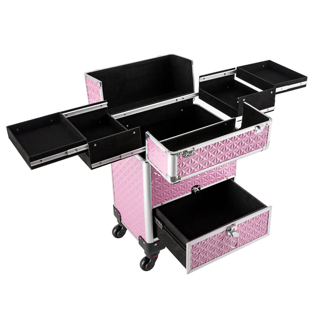 Rolling Makeup Train Case with Large Capacity & Organizer