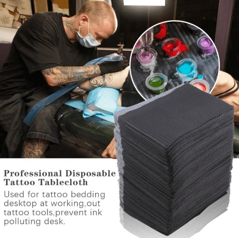 Disposable Black Waterproof Tattoo Bed Sheets – Double-Layer Table Mats, 20 Pcs
