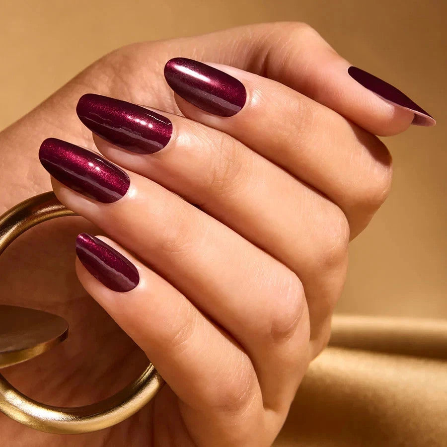 Velvet Dahlia Burgundy Wine Shimmer Nail Polish Strips - Easy Peel & Apply