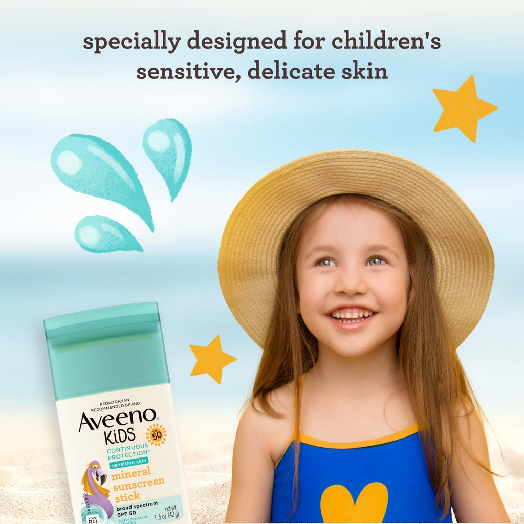 Kids Mineral Sunscreen Stick SPF 50 Water Resistant Sensitive Skin 1.5 oz