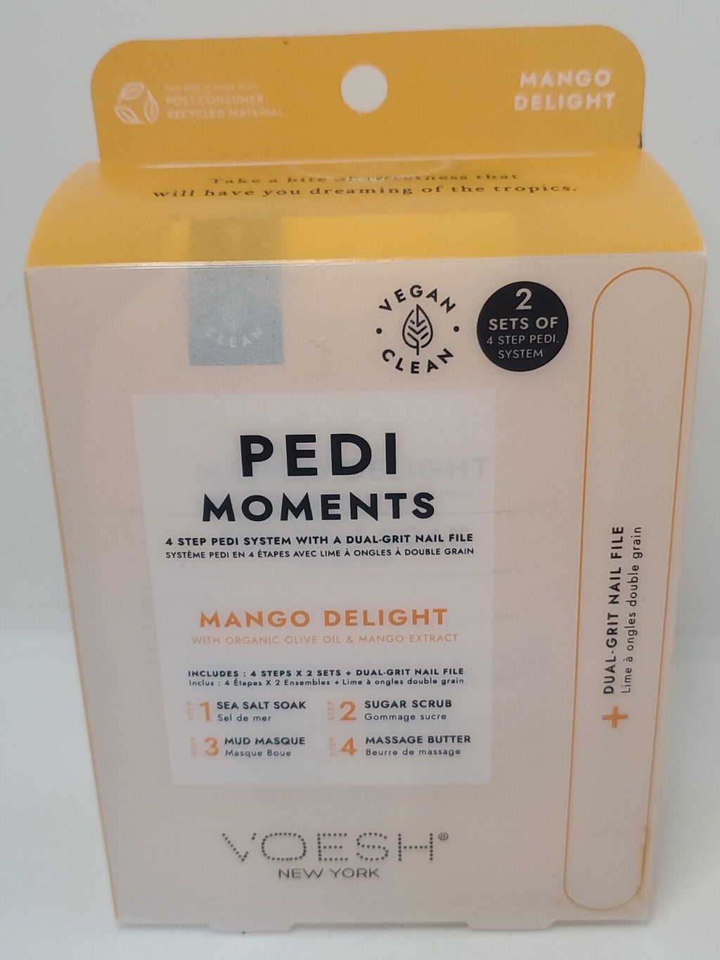 Voesh Pedi Moments Mango Delight 4-Step Pedicure Set - Two Sets in a Box