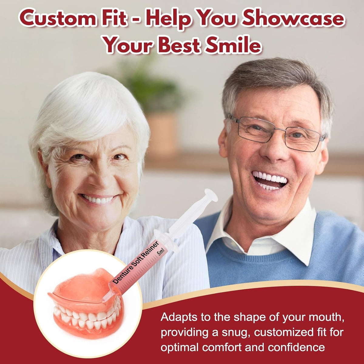 Denture Soft Reline Kit for Upper and Lower Dentures - Comfortable Fit & Stability