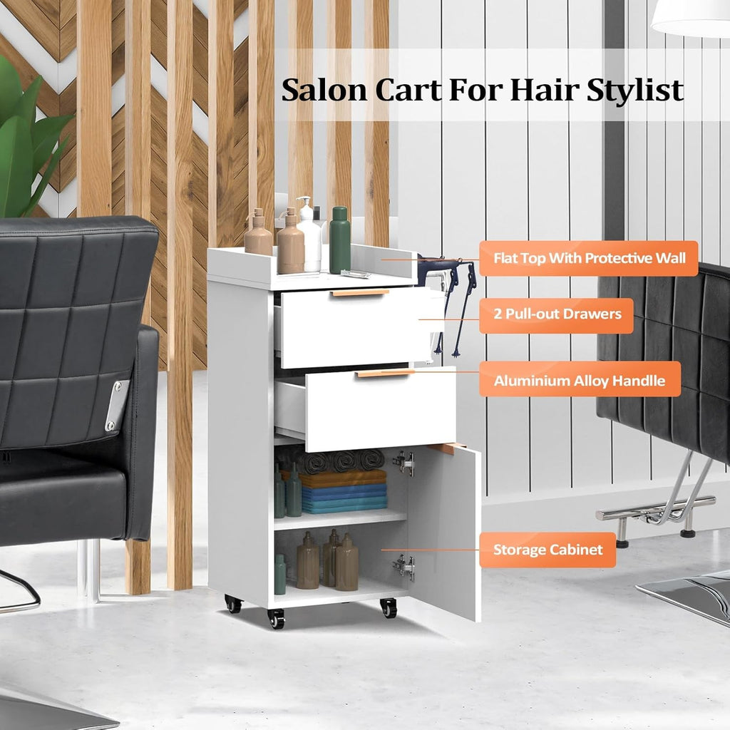 Salon Trolley Storage Cart with Drawers and Adjustable Shelf for Hair Stylist