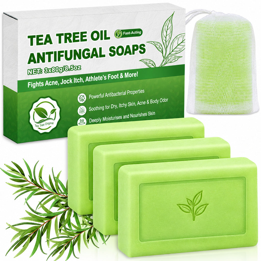 Antifungal Tea Tree & Eucalyptus Soap - 3 Bar Set for Skin Care