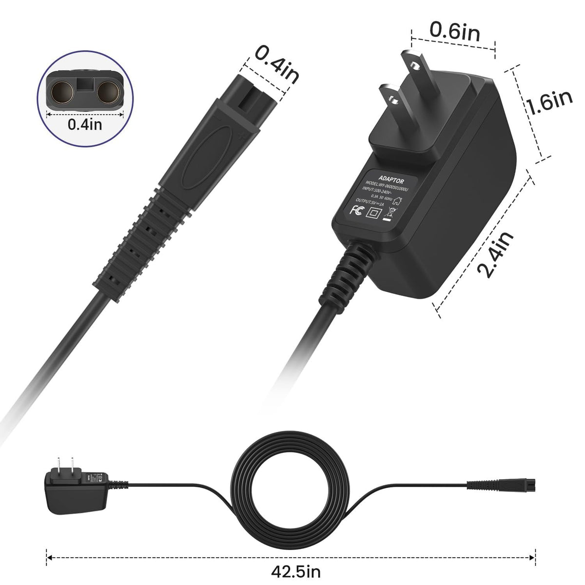 5V 1A Power Adapter for Andis Foil Shavers - Reliable Safety-Certified Charger