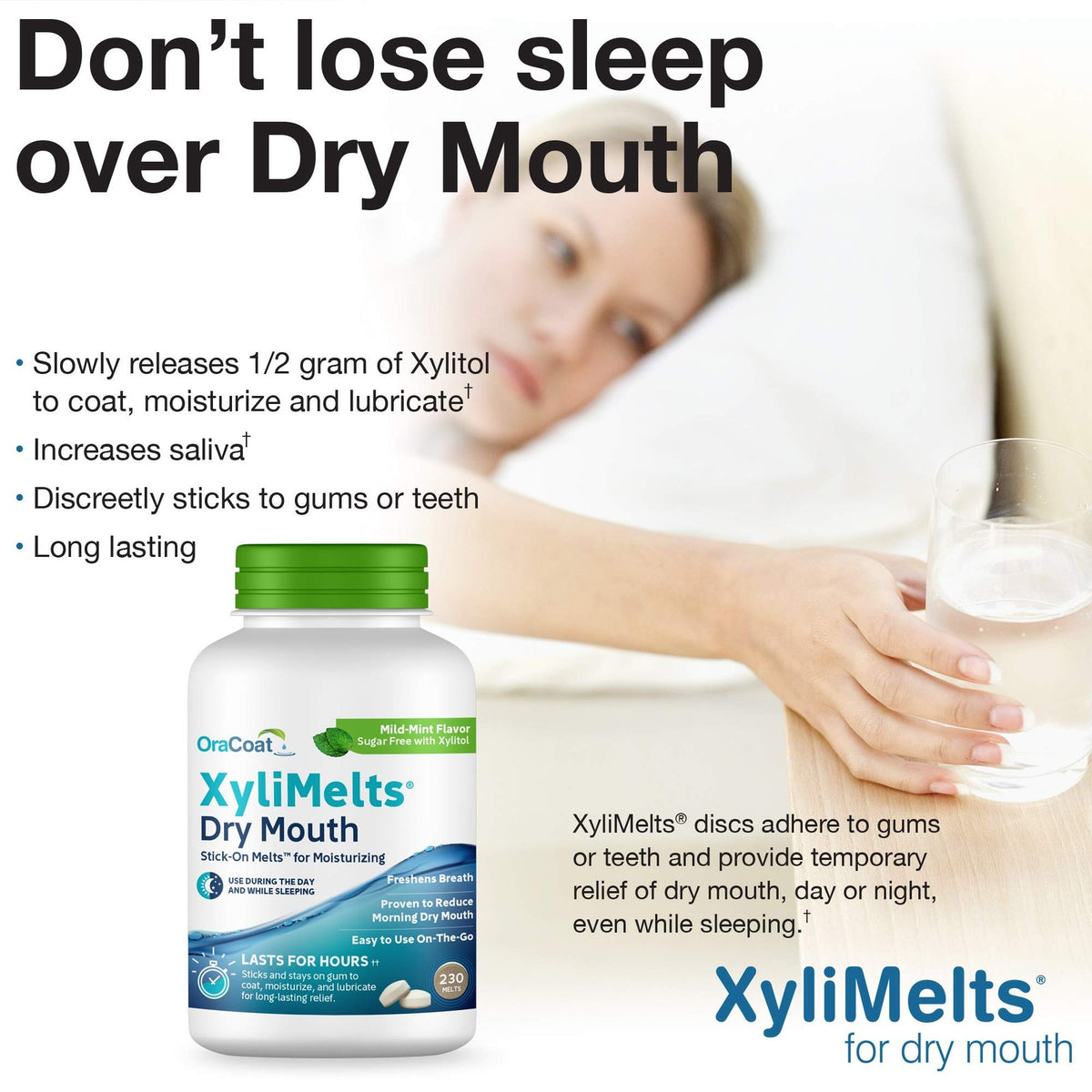 Dry Mouth Relief Discs - XyliMelts Mint Flavor, 230 Count, Long-Lasting