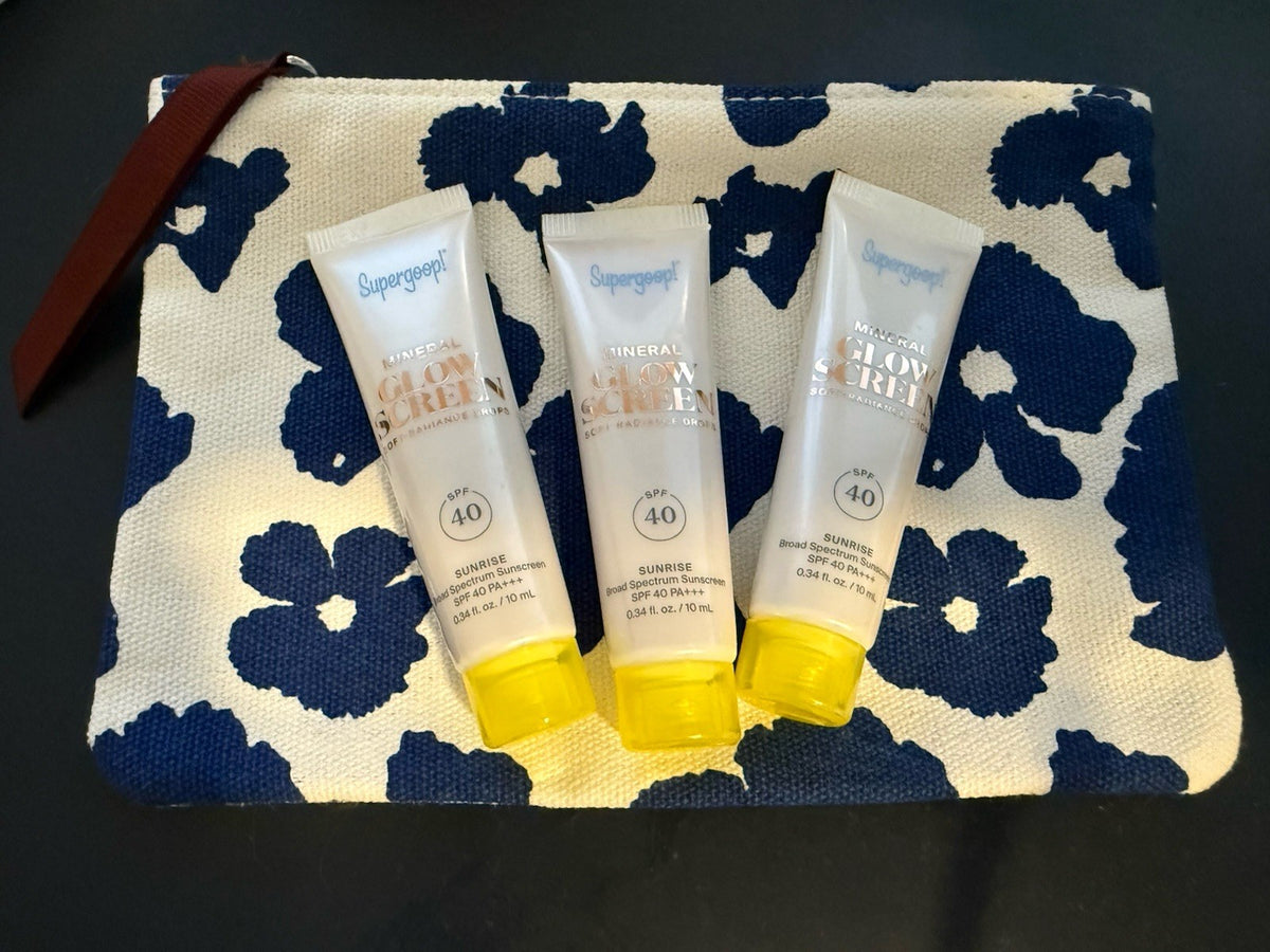 Travel Set with Sunscreen & Makeup Bag - 3 Pack SPF 40 Mineral Sunscreen