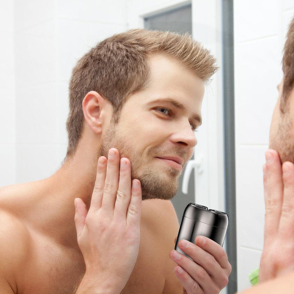 Dual-Head Portable Electric Shaver for Men USB Rechargeable Travel Grooming Razor