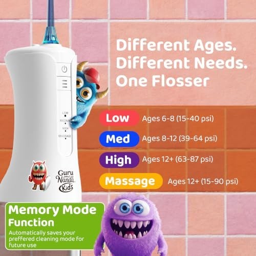 Kids Cordless Water Flosser with 200ml Tank 4 Modes Braces Friendly
