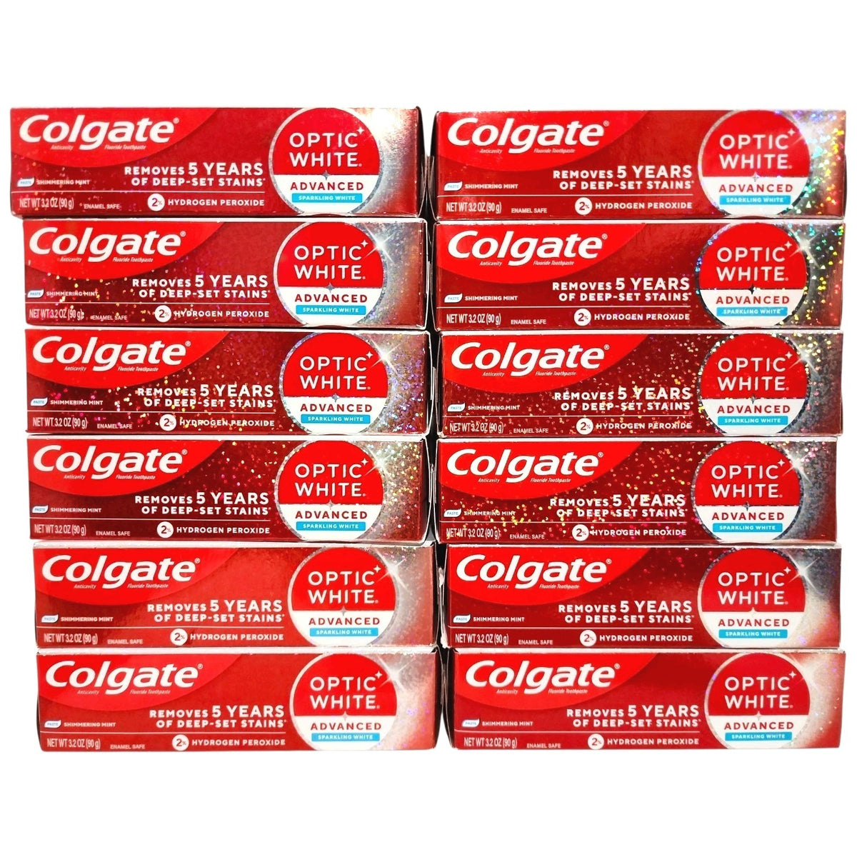 Colgate Optic White Advanced Sparkling White Toothpaste 2% Hydrogen Peroxide - Mint 3.2 oz