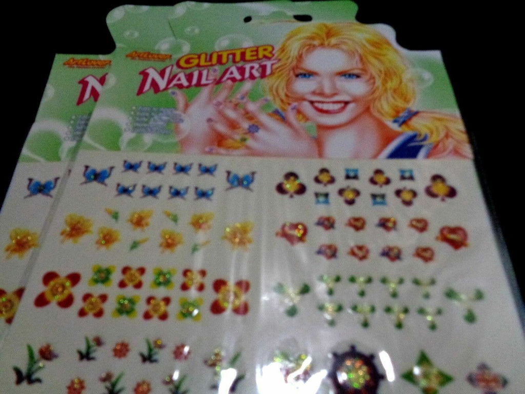 Water Transfer Glitter Nail Art Stickers - 12 Sheets Manicure Decorations