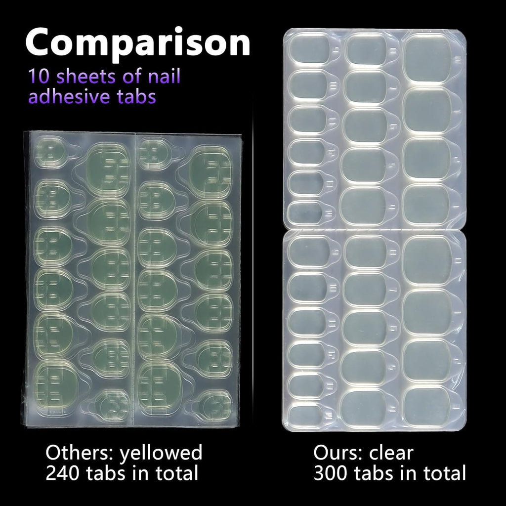 Eco-Friendly Nail Adhesive Tabs 300 Pcs - Easy Apply, Reusable, Waterproof