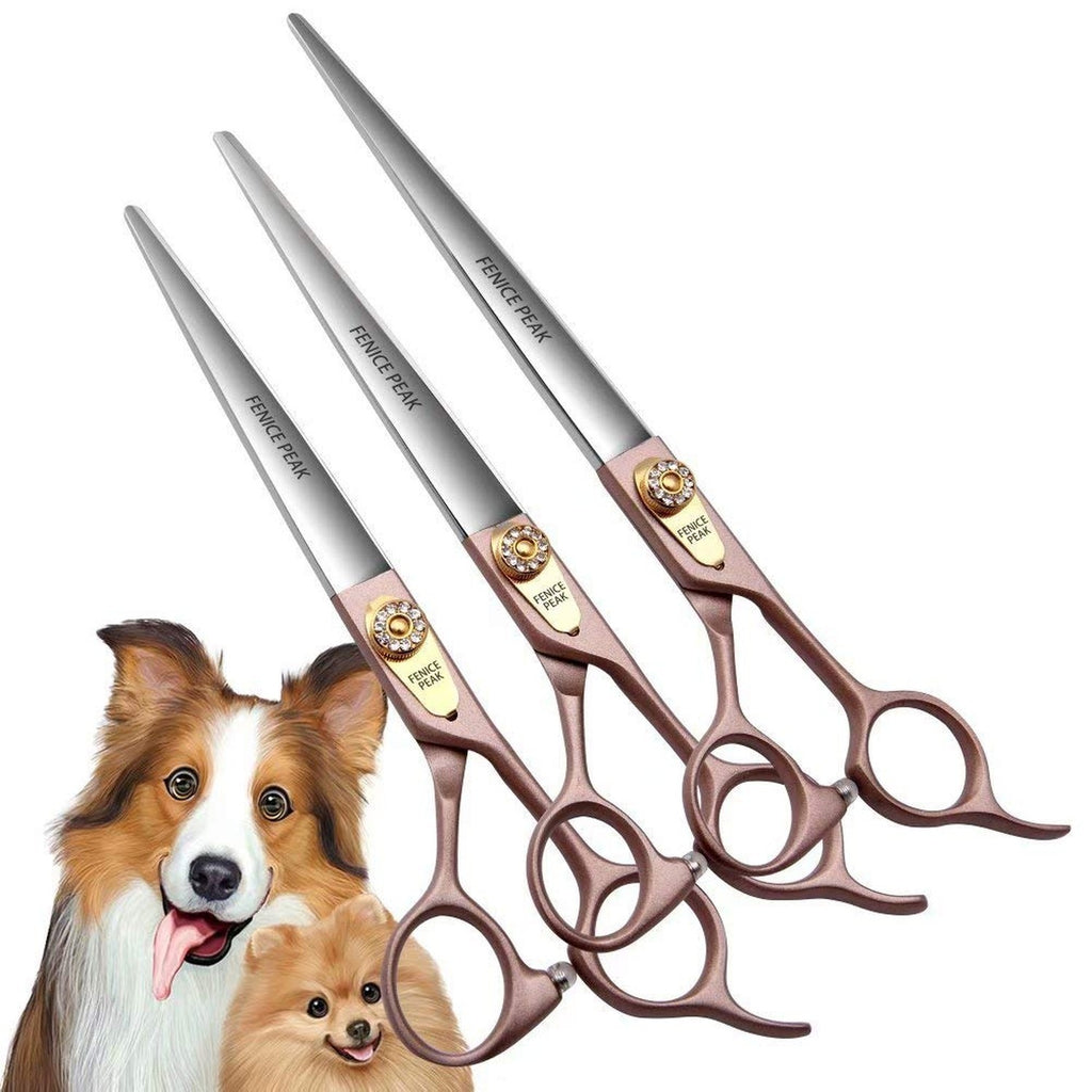 Dog Grooming Scissors 7-Inch Stainless Steel Pet Shears with Rose Gold Finish