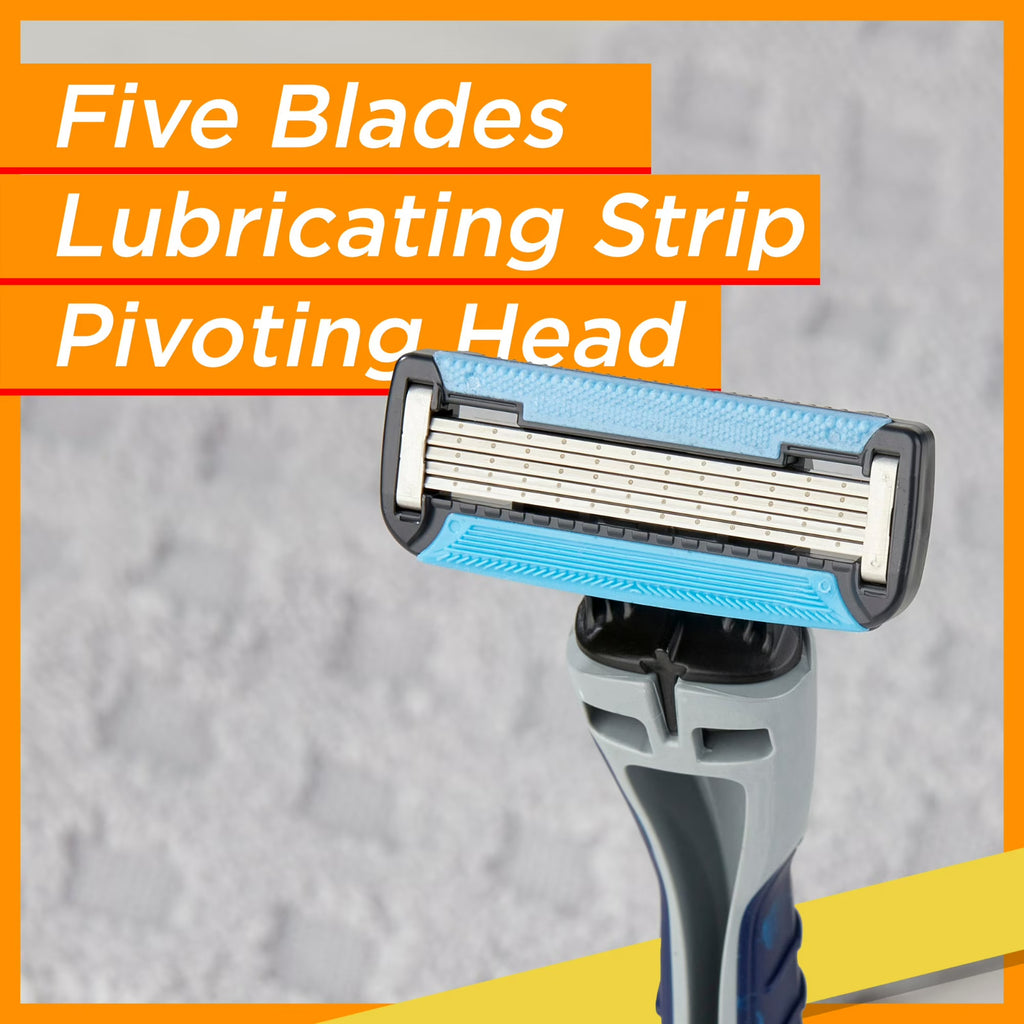 Men's Disposable 5-Blade Razors with Lubrication Strip - 3 Pack