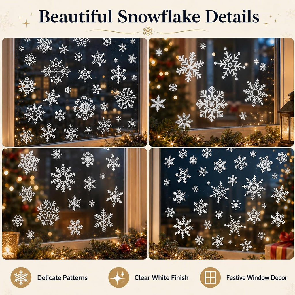 Christmas Snowflake Window Clings - 9 Sheets Holiday Decorations