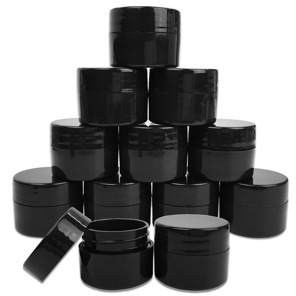 300 Pcs 7G/7ML Cosmetic Sample Jars with Lids - BPA Free Black Containers